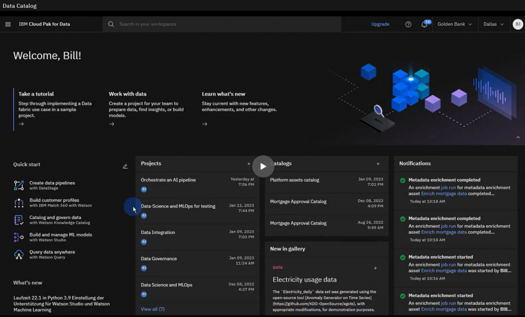 Screenshot der Software IBM Knowledge Catalog