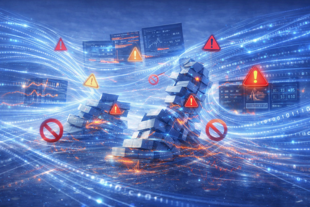 Datenchaos in moderner IT-Plattform durch parallele Datenströme und widersprüchliche Auswertungen