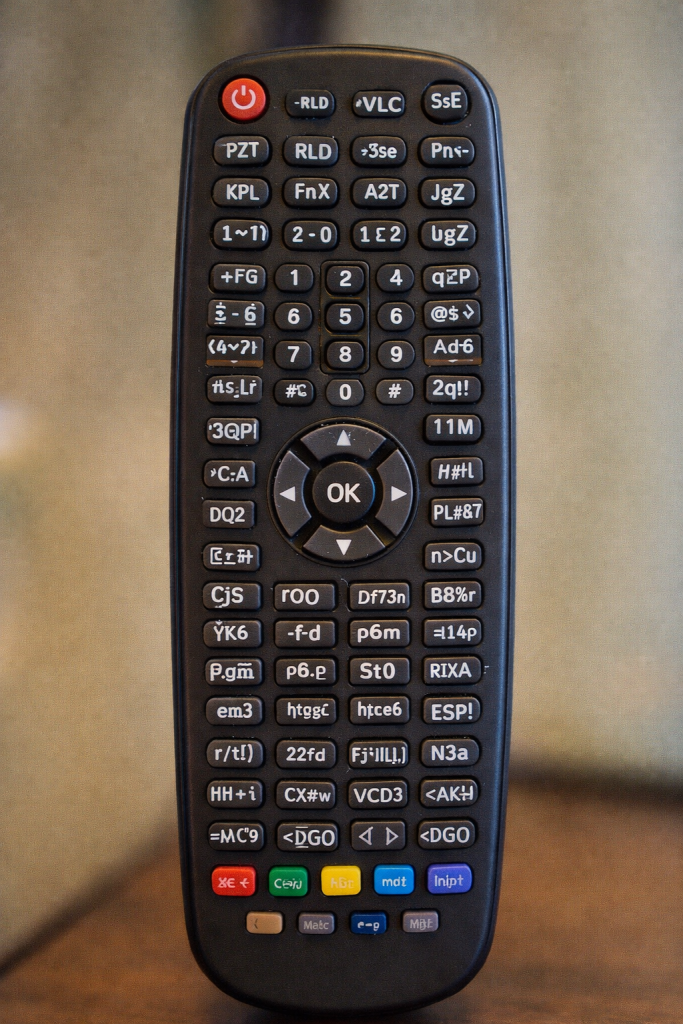 Fernbedienung mit sehr vielen Knöpfen und unverständlichen Symbolen