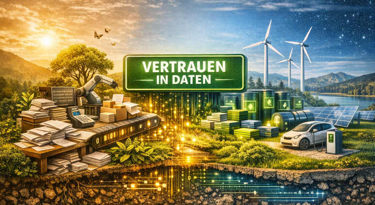 Visualisierung von ESG und nachhaltiger Digitalisierung: Daten bilden die Grundlage für erneuerbare Energie, effiziente Prozesse und nachhaltige Unternehmensentscheidungen.